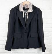 Fate Black one button Blazer tweed removable insert Size Small NWT 2 in 1