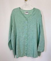 Flax 100% Linen Sea Foam Collarless Tunic and Skirt Set Size 18/20