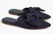 J. Crew Navy Suede Bow Slide Mules Sz. 10