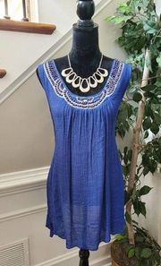 Ashley Stewart Women Blue Polyester Scoop Neck Sleeveless Pullover Top Blouse 18