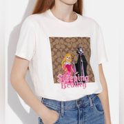 NWT Disney X Coach Signature Sleeping Beauty T Shirt off white size M