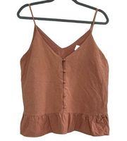 Everly Linen Blend Peplum Sleeveless Tank Blouse Size Large