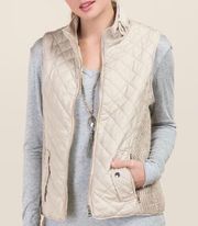 Cream Full Zip Puffer Vest