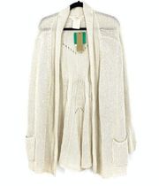 Matty M Women's Size XL Knitted Open Front Sheer Cardigan Sweater Cream