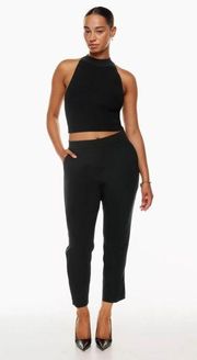 CHIARA BONI LA PETITE ROBE black petronilla crop luxury pant made in Italy