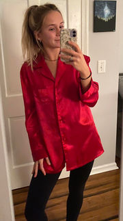 Red Silk Sleepwear Shirt