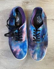 Vans authentic lo pro purple blue galaxy print sneakers 7.5