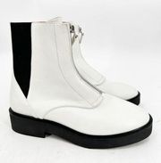 Stuart Weitzman Lodge Zip White Leather Bootie Size 8B