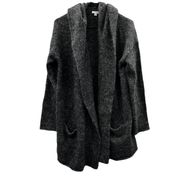 Vince Gray Mohair Wool Blend Long Sleeve Hooded Knit Oversized Cardigan Size S
