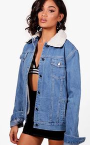 borg lined oversized denim jacket