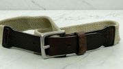 Old Navy Brown Stretch Belt Genuine Italian Leather Trim Size Small Made in USA