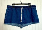 Aerie Cut-Off Denim Short Women's Size XL Elastic Drawstring Jean Pull On