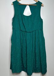 Emerald Green Floral Jacquard Dress Size 16