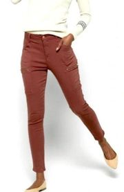 NEW Pistola Women's Zip Pocket Hannah Cargo Skinny Moto Jeans Burgundy, 25