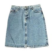 Tommy Hilfiger Denim Skirt Size 6 Light Blue Y2K Jean Pockets 100% Cotton 29X19