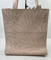 Banana Republic East West Tote Pink Leather Laser Cut Spring Floral Top Handles