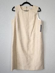 NWT  Beige and Gold Metallic Grand Luxe Shift Dress Size 12