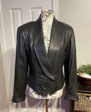 Mountain Rhythm Vintage Lambskin Soft Leather Bolero Wrap Crisscross One Button Crop blazer collar Fitting Lamb skin 80’s moto rave Biker 