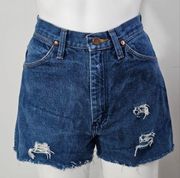 Wrangler Vintage  90s Upcycled Distressed High Rise Western Denim Shorts Size 3/4