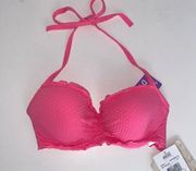 15. NWT 32D  pink halter underwire Nixie Bandeau bikini top swimwear