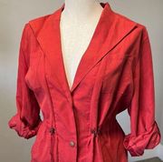 Umgee Women's Drawstring Waist Jacket Coat Red-NWT