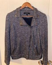 Forever 21 Moto Jacket in Black & White Marbled Knit - size large