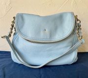 Kate Spade Purse Bag Cobble Hill Devin Flap Leather handbag Light Blue Shoulder