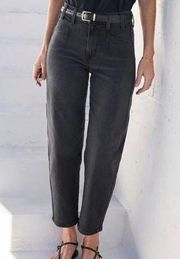 The Beat Barrel Leg Ankle Crop Jean Uni Wash 33 Black Trouser Cut High Rise