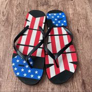 Victoria's Secret Pink Americana Flag Flip Flops Size 9-10