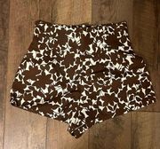 Michael Kors Brown and White Floral High Waisted Shorts (size 6)