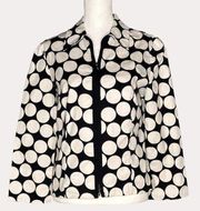 Joseph Ribkoff Zip Front Jacket Collared Polka Dot 3/4 Sleeve Black White 8