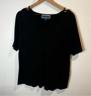 Women’s | Karen Scott Black V-Neck T Shirt | Large