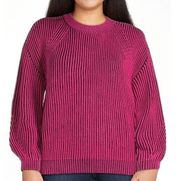 NWT  Juniors Plaited Pullover Sweater Fuchsia Black XXL