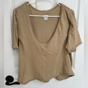 BDG Urban Outfitters Tan Slouchy Oversized Scoop Neck TShirt Women’s Size S