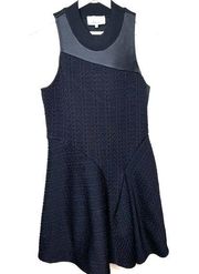 3.1 Philipp Lim Textured Sleeveless Fit & Flare Dress Black Size Medium