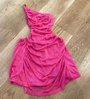 SNDYS Elle Cut Out One Shoulder Mini Dress in Pink