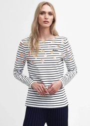 Barbour NWT Bradley Striped Floral Coast Print Top Size 10