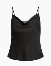 | Satin Cowl Neck Tank Top in Black