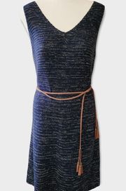 Soft Surroundings navy metallic knit sleeveless sweater dress size large