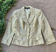 Carmen Marc Valvo Collection Silk Sequined Textured Beige Evening Jacket Size 6