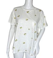 Old Navy  Shirt Women Large White Yellow Floral Flower Everywear Tee Bloomcore