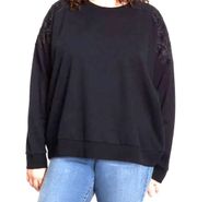 GLORIA VANDERBUILT Black Lace Detail on L/S Sweatshirt Sz XL