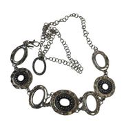 CHICO'S Chain Link Silvertone Belt Adjustable Oval Circle  Medallions