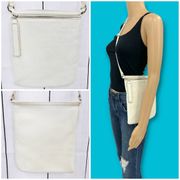 KARA New York cream white pebbled leather Tri Way crossbody bag purse