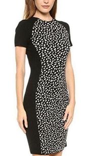 Tory Burch Womens Pony Dot Merino Wool Leopard Gemma Sweater Dress Black Size XS