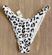 Super High Cut Cheekiest Bikini Bottom in White Black Leopard S NWT