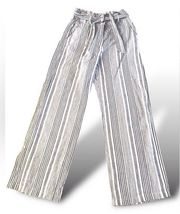 CC California Hi-Rise Linen Pants nautical Stripe Wide Leg Boho