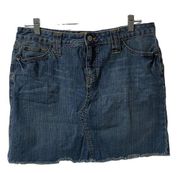 The Limited Y2K Raw Frayed Hem Denim Jean Skirt Women's 10 Medium Rinse