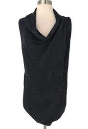 Splendid Sleeveless Wrap Cardigan Charcoal Gray Size Small