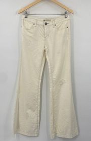 Free People  Flared Pants Cotton Low Rise Distressed Jeans Off White Womens 27